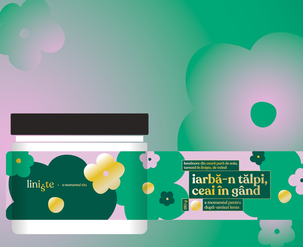 lumânare din ceară de soia cu aroma de ceai verde, trandafir și matcha – Liniște Candles 180g